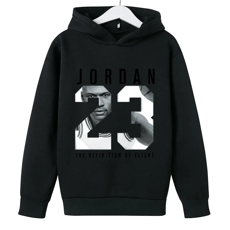 Sudadera con capucha de estrella de baloncesto para niños y niñas, jersey de paisaje informal con capucha, abrigos coloridos para adolescentes, color negro, Otoño e Invierno