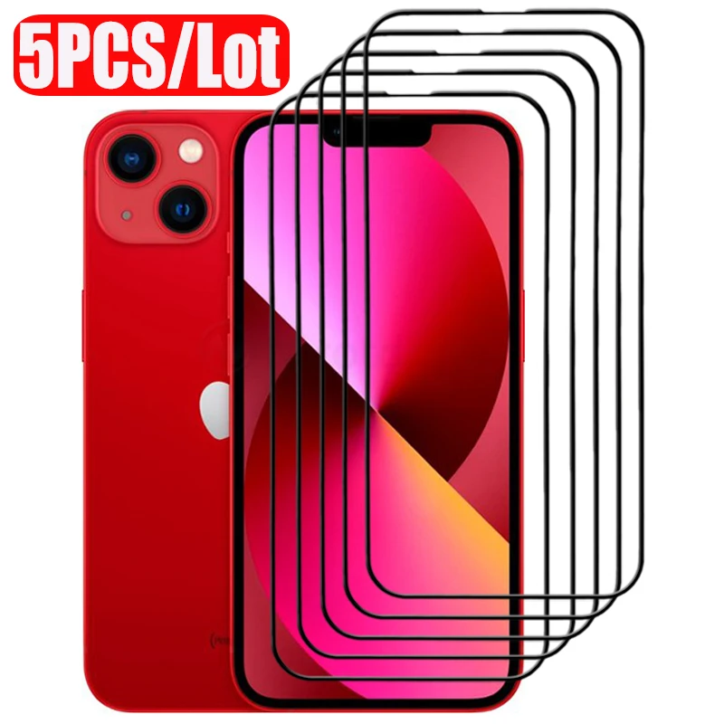 

5Pcs For iPhone 13 Pro Max Glass Film Screen Protective Glass For Apple iPhone 14 Pro Max 13 12 11 X XS XR Tempered Glass