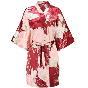 

Sexy Oversized Robe Bride Bridesmaid Wedding Flower Nigthgown Women Print Satin Nightwear Loose Kimono Bathrobe Gown Negligee
