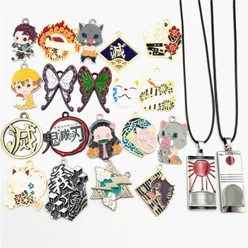 

Demon Slayer Necklace Kimetsu no Yaiba Kamado Tanjirou Agatsuma Zenitsu Figure Necklace Enamel Pendant Jewelry 29designs