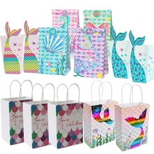 

Little Mermaid Party Gift Bag Ocean Theme Party Candy Chocolate Pack Bag for Girl Under the sea Baby Shower Party Favor Supplies