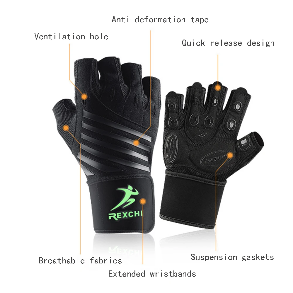1 пара полупальцев перчатки с тренажерным залом фитнес-запястье унисекс перчатки для тренировки силовой защиты