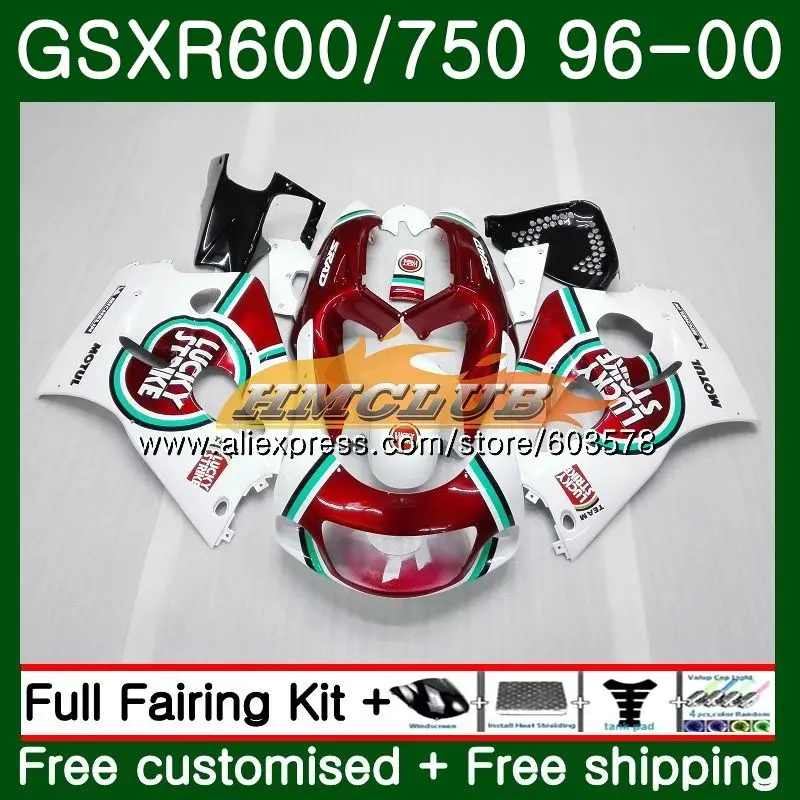 Корпус для Suzuki srad GSXR600 1996 1997 1998 1999 2000 1CL. 64 GSXR750 GSX-R600 GSXR 750 600 96 97 98 99 00 Горячая Лаки красный обтекатель