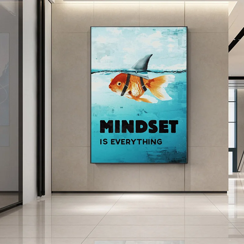 Подводная Золотая рыбка холст живопись акулы животные Mindset плакаты и принты