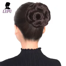 LUPU женский кудрявый цветок шиньон натуральные накладные волосы булочка пончик зажим для наращивания волос высокотемпературное волокно для женщин