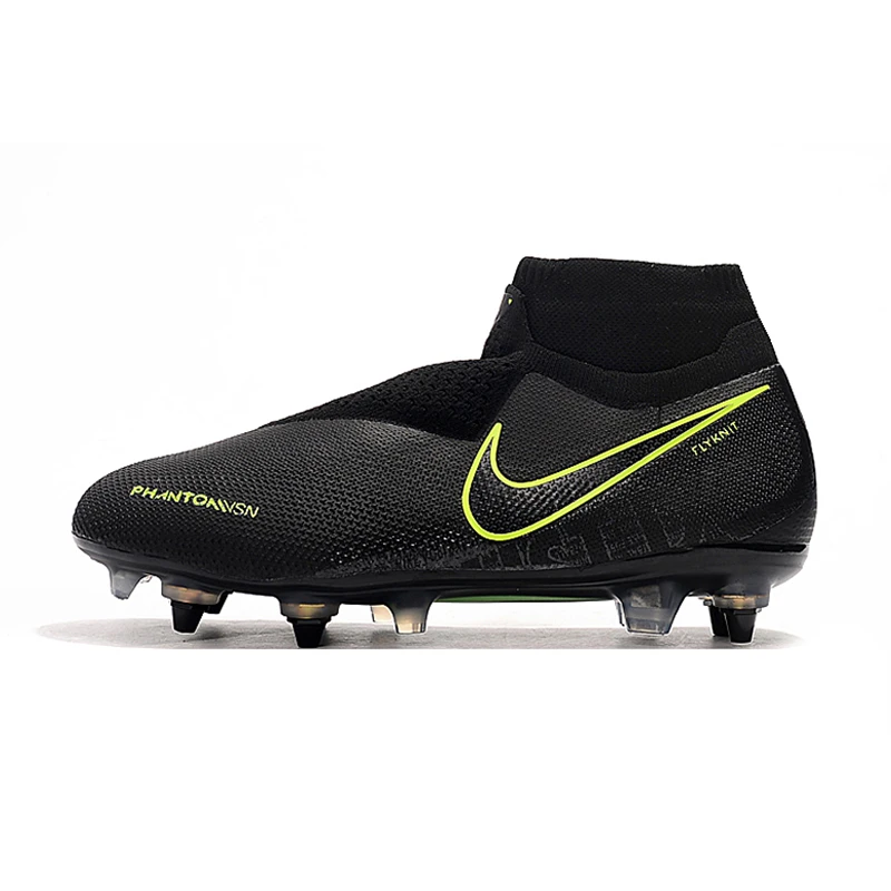 Nike Phantom VSN Elite DF SG-Pro Anti-сабо; большие размеры 39-45 высокие ботильоны футбольные бутсы обувь Футбол бутсы Для мужчин Бутсы Обувь для футбола - Цвет: Black Green