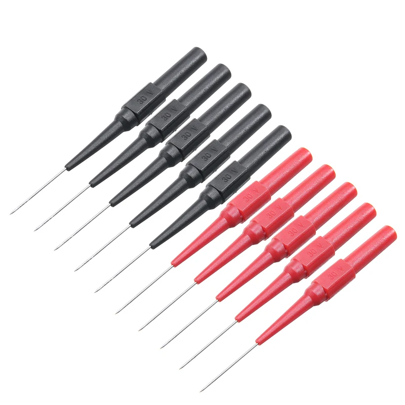

10pcs Multimeter Test Pen Probes Car Repair Insulation Piercing Needles Instrument Parts Red + Black Test Probe