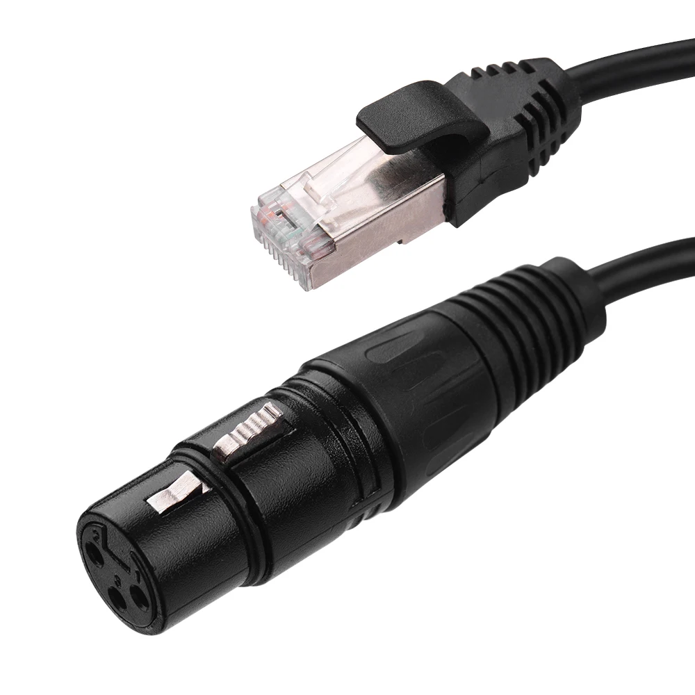 RJ45 мужской сетевой разъем для 3-Pin Mini XLR Женский удлинитель DMX512 кабель для сцен и студий кабели провода серебро/черный Цвета