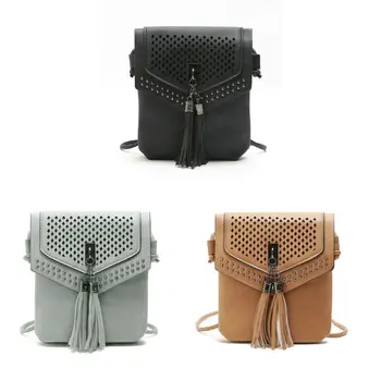 

Fashion Women Girls Small Rivet Crossbody Phone Shoulder Bag Lady Casual Card Holder Case Handbag Tassel Messenger Tote Purse