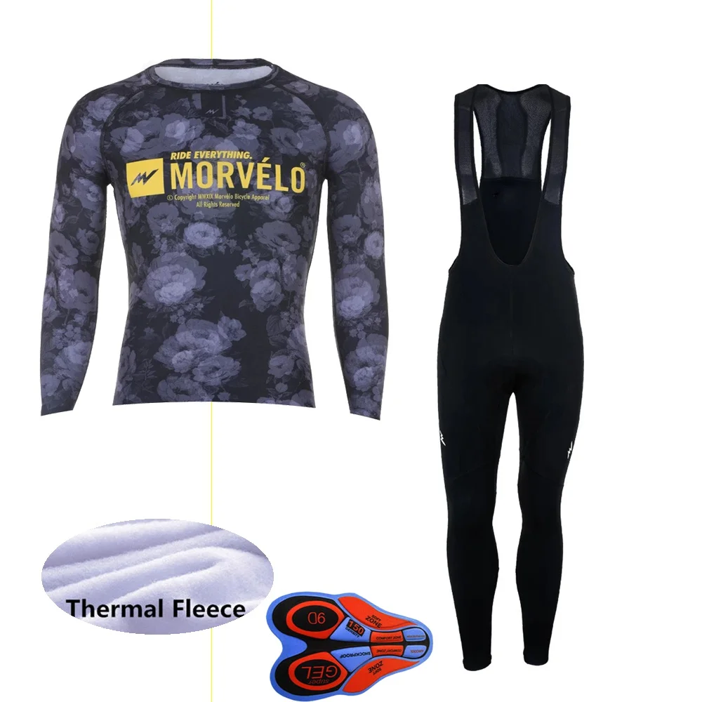 Morvelo с длинным рукавом Roupa De Ciclismo Invierno Hombre Термальность флис для групповой езды на велосипеде трикотажный комплект Зимний MTB велосипеда Костюмы S56 - Цвет: Q16