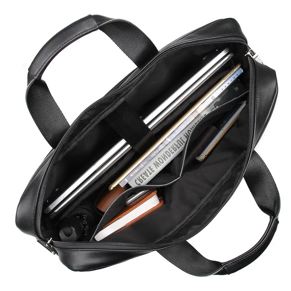 Very best  Nesitu New Black Genuine Leather 15.6'' 17'' Laptop Office Men Briefcase Handbag Business Travel Me