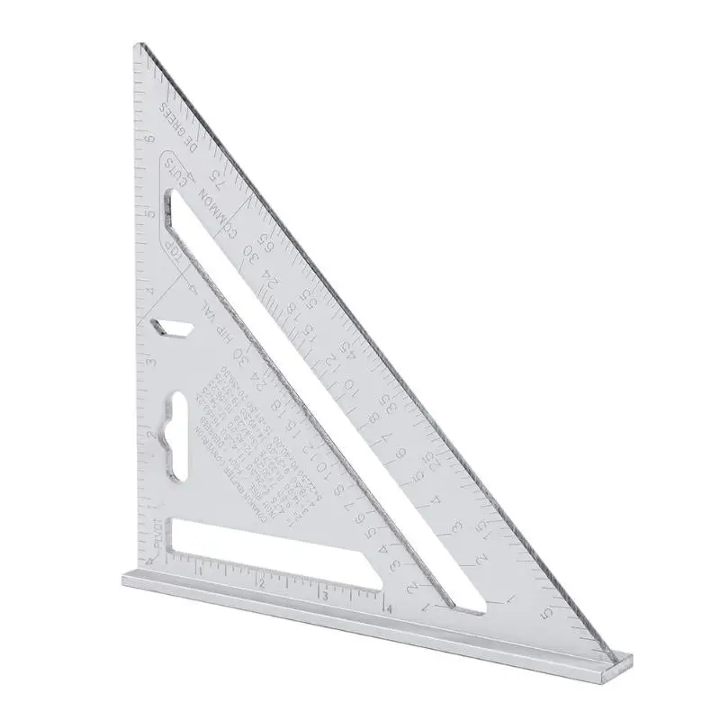 

7inch Silver Aluminum Alloy Speed Square Roofing Triangle Angle Protractor