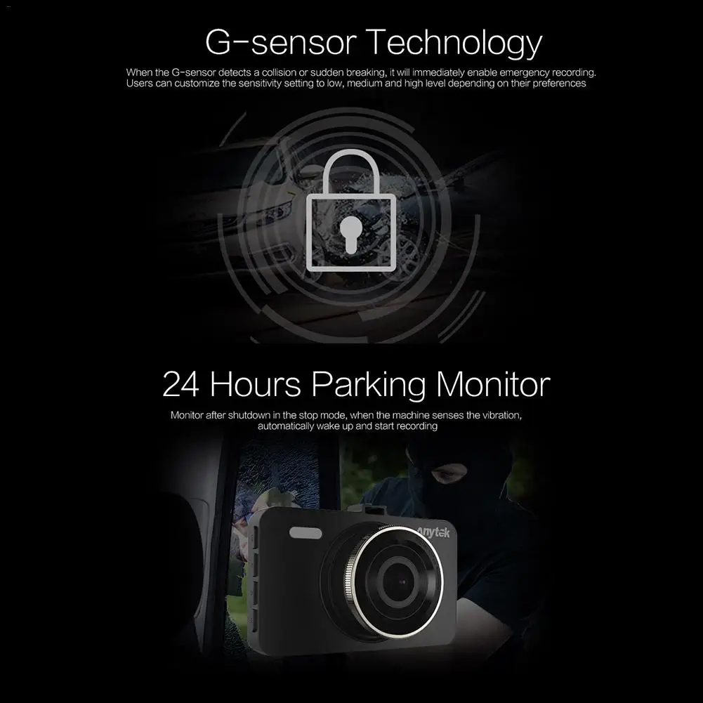 Автомобильный видеорегистратор 1080P HD Smart Lock Автомобильный видеорегистратор A78 3in 1080P 170 градусов Автомобильный видеорегистратор ночного