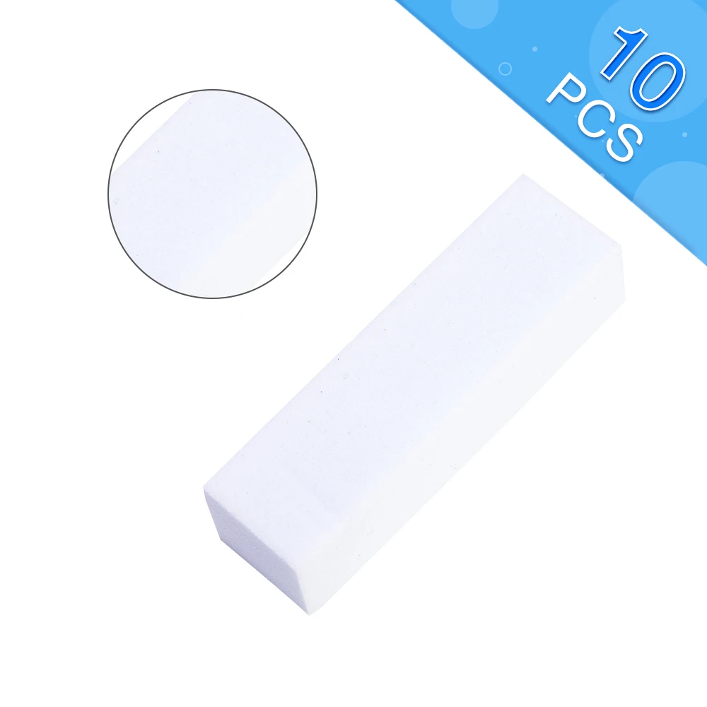 10Pcs White 1/10 Шт Красочная шлифовальная губка пилка для ногтей блок для УФ-гель для ногтей DIY Маникюрный педикюр полировщик ногтей - Цвет: 10Pcs White