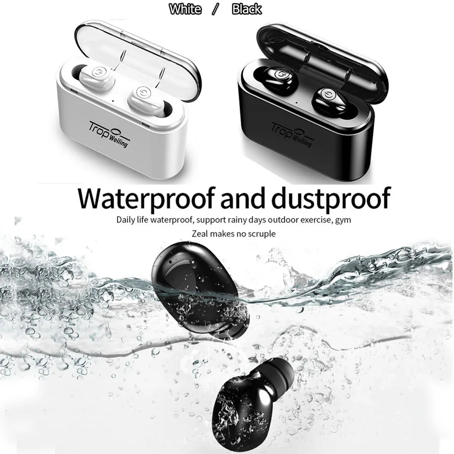 Беспроводные наушники TROP WEILING Mini Dual V5.0, Bluetooth наушники, 3D стерео звук, наушники с двойным микрофоном и зарядным устройством