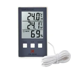 Digital Indoor/Outdoor Thermometer & Hygrometer with LCD Display and Sensor Probe