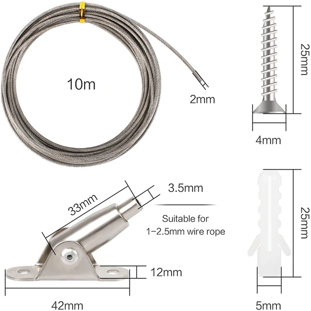 HOT-10M Stainless Steel Wire Rope PVC Coated Steel Cable Adjustable Curtain  Rope Lamp Suspension Picture