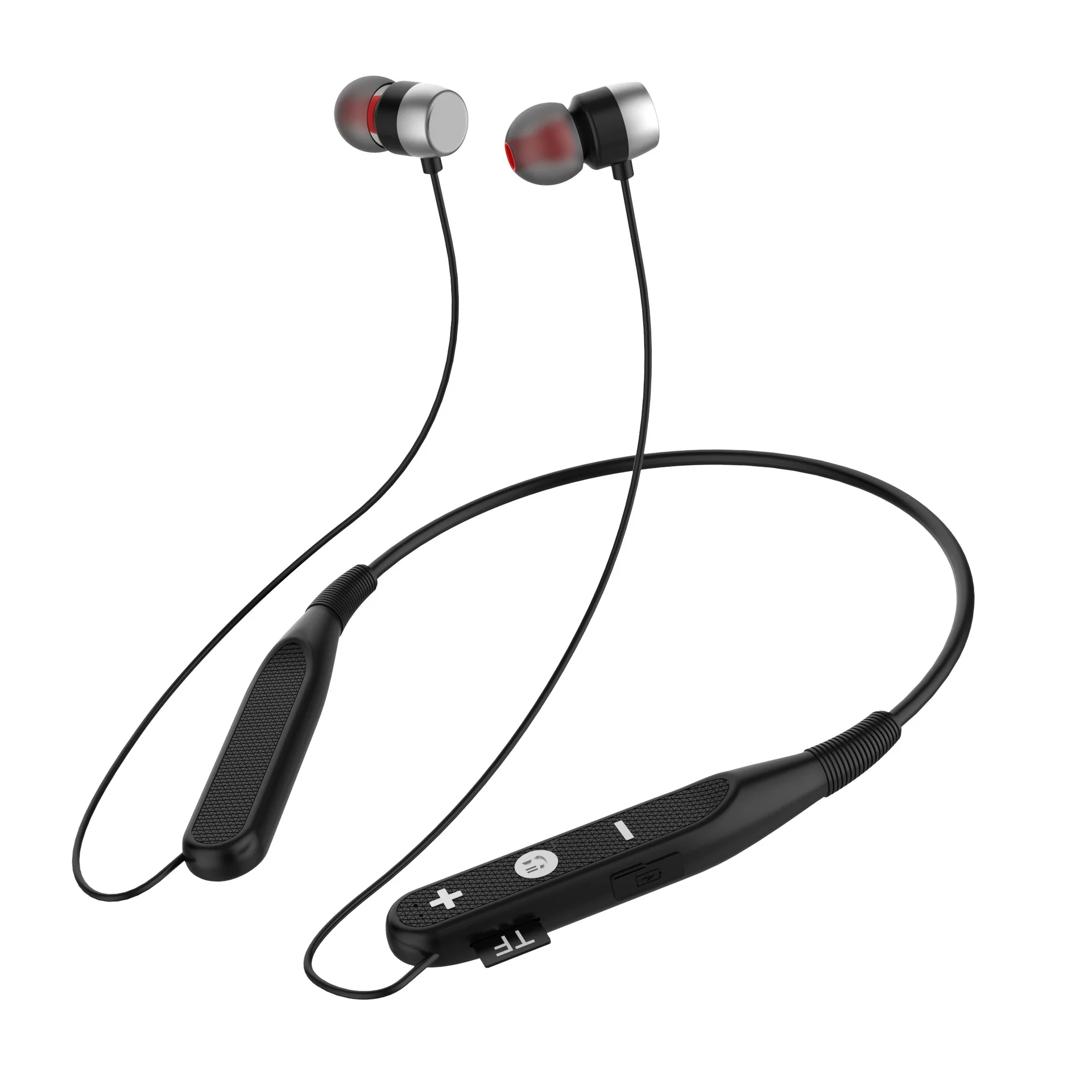 black with red Bluetooth наушники, наушники для бега, спортивные шейные наушники, поддержка карт TF, портативные беспроводные наушники, водонепроницаемые для iPhone, Xiaomi - Цвет: black with red