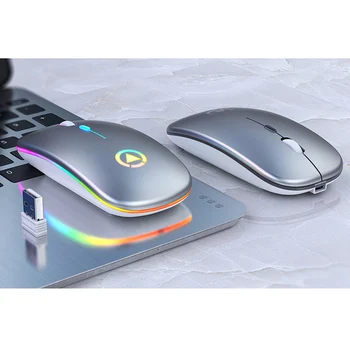 

7 Colors LED Backlit Rechargeable Wireless Silent Mouse USB Mouse 2.4Ghz Ergonomic Optical Gaming Mouse for PC Laptop Computer