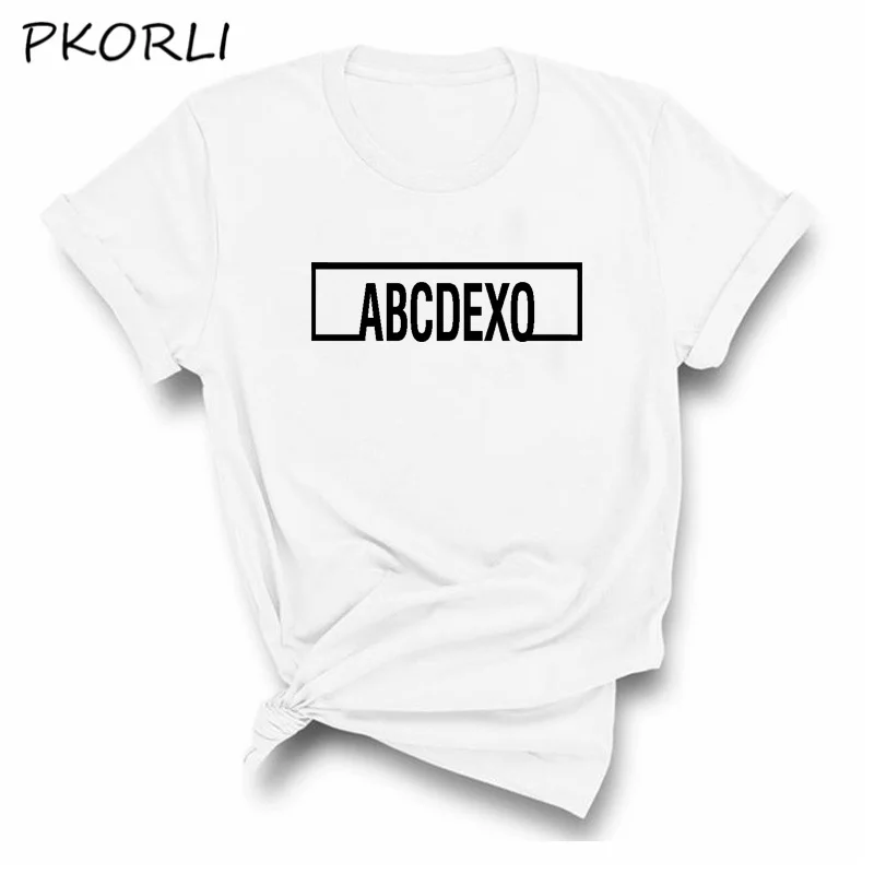 Корейская Мода EXO женская футболка ABC K pop EXOL Kpop с коротким рукавом унисекс для