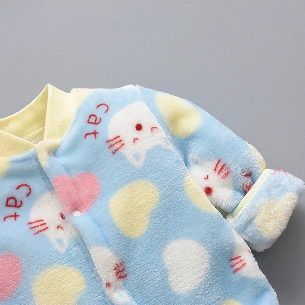 Детская одежда для девочек, комплект одежды для новорожденных месяцев флисовое ночное белье с героями мультфильмов теплый комбинезон, спортивный костюм; мягкая Пижама; Новогоднее платье