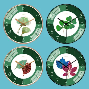 

Wall Clock Ttrees Leaves Series Green Style Hanging Clock For Home Wall Decoration Bedroom Decor Fashion Presents Fun Wall Clock