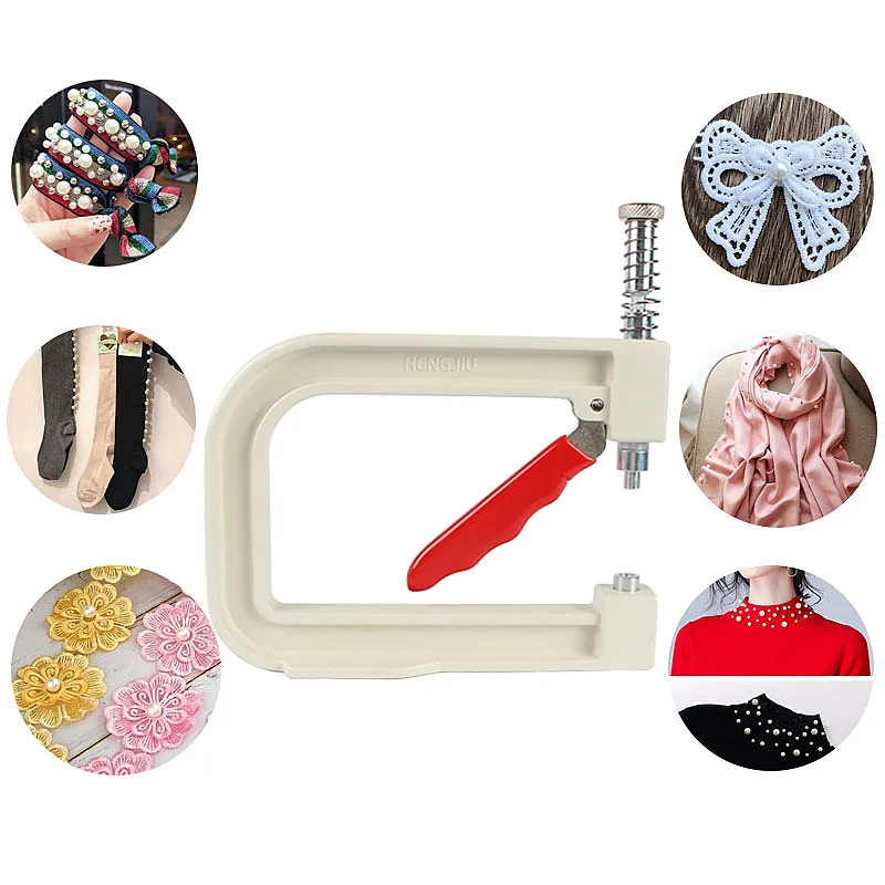 Imitation ABS Pearl Bead Nailing Hole Free Ball Claw Nail Set DIY Portable Handmade Press Manual Drilling Machine For Clothes
