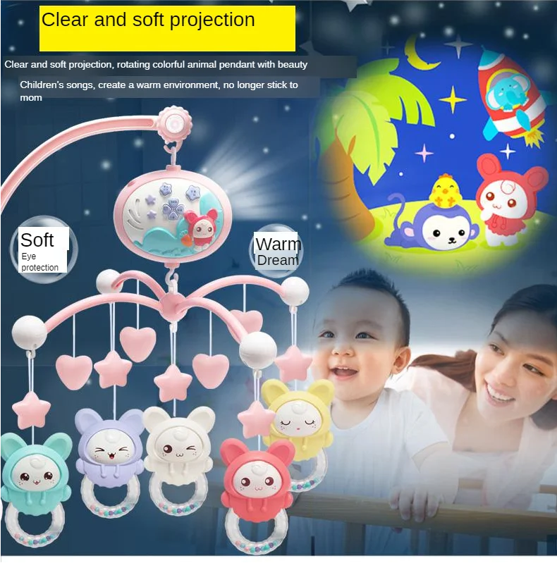 Музыкальная кровать-колокольчик для детей 0-1 лет, обучающая игрушка-погремушка для новорожденных мальчиков и девочек 3-6 месяцев