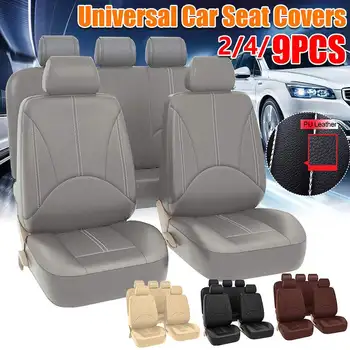 

1/4/9pcs Universal Auto Seat Cover Front Back Head Rest Protector Covers for 4 Season Car Seat Cover PU Leather Black Brown