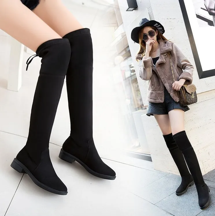 SWYIVY Chaussure Femme/зимняя женская обувь; женские сапоги из флока; коллекция года; женская зимняя обувь; Сапоги выше колена; женская обувь на платформе