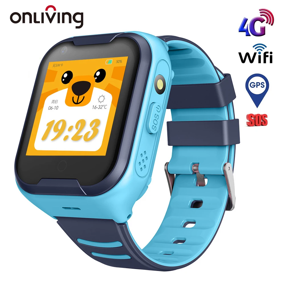 

ONLIVING 2020 4G Kids Smart Watch GPS Wifi Ip67 Waterproof 650Mah Big Battery 1.4 Inch Display Camera Take Video Smartwatch Kids