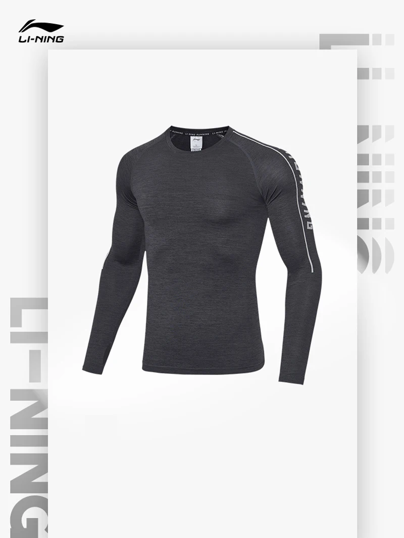 Li-Ning мужские беговые серии базовый слой плотно прилегающие нейлон полиэстер спандекс подкладка спортивные футболки с длинным рукавом AUDP057 MTL1050