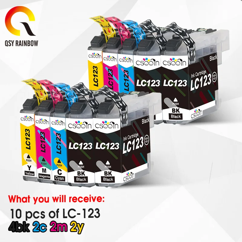 10Pack Ink Cartridges for Brother LC123 mfc J4510DW MFC J4610DW Printer