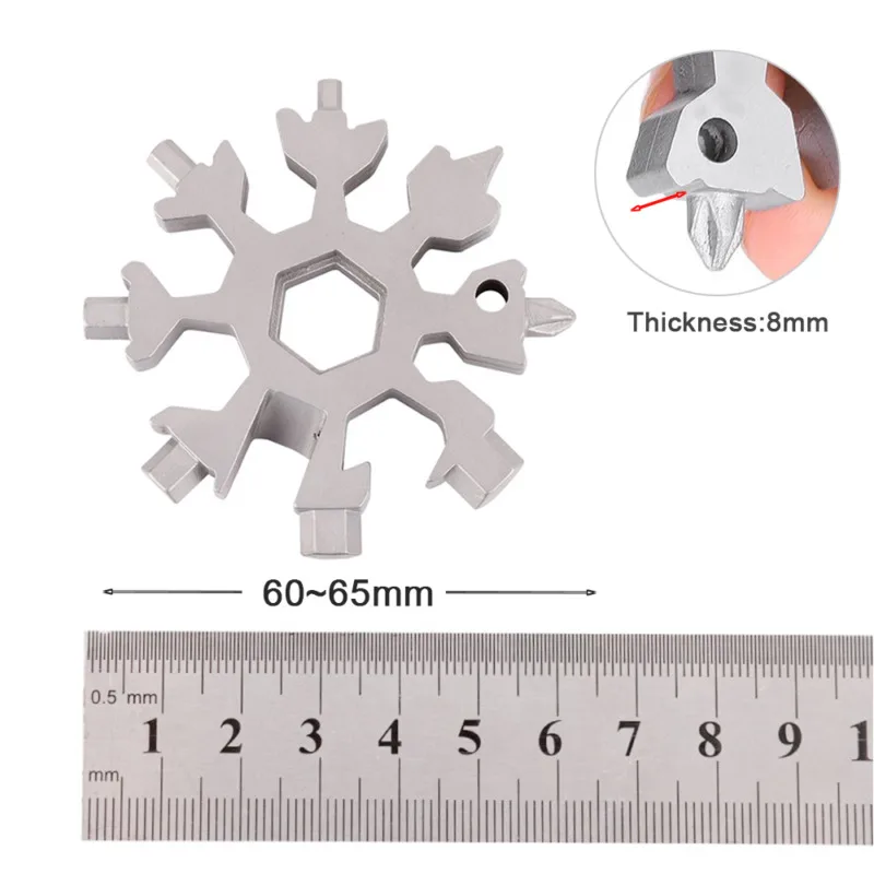 18 в 1 Многофункциональный инструмент портативный Снежинка Форма W Брелок Отвертка