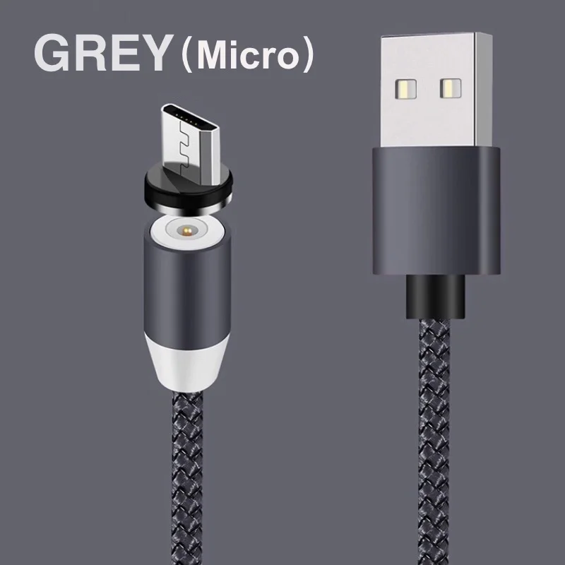 For Micro Gray Магнитный кабель USB для быстрой зарядки типа C, магнитный кабель Micro USB для зарядки и передачи данных для iPhone, huawei, Xiaomi, samsung, кабель - Цвет: For Micro Gray