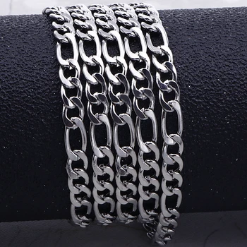 

5m/Lot Stainless Steel Link Flat Chains For Men Bracelet Necklace Jewelry Finding Accessories Cowboy Figaro Bulk Chain Supplies