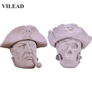 

house decoration desk living room accessories 7'' Nature Stone Captain Figurines Miniatures Skull Statue ornaments home ceramic