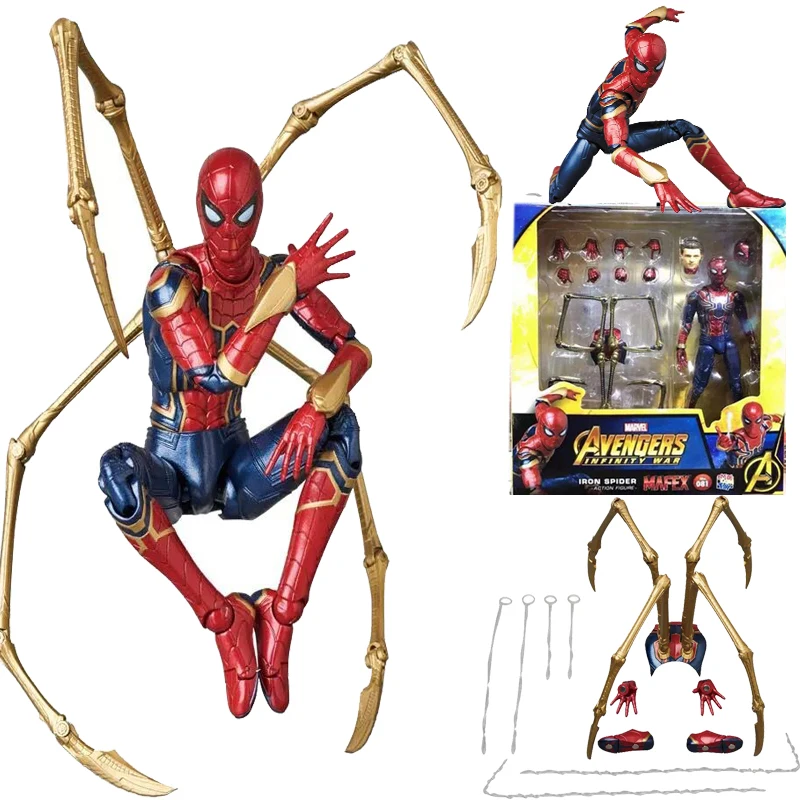 

2019 New Type Avengers Endgame Infinity War Iron Spide Man Mafex 081 Spideman Action Figure Model Toys Doll For Gift
