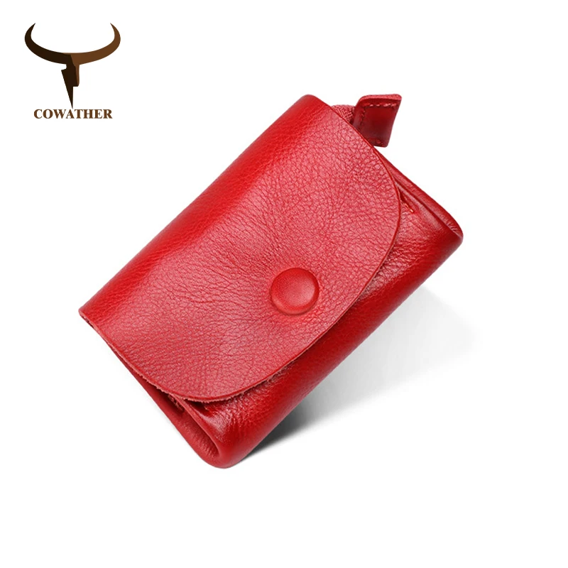 QK045 red COWATHER кошелек для женщин, высокое качество, коровья кожа, Модный женский кошелек, держатель для монет, Новое поступление - Цвет: QK045 red