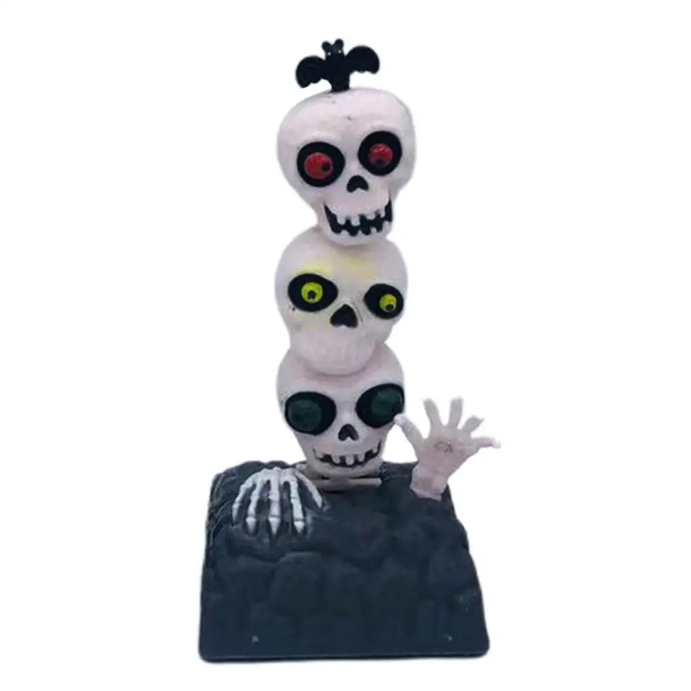 Solar Shaking Head Doll Solar Swinging Skull Car Decoration Cartoon Car Doll Car Interior Jewelry Halloween Gift Car Decor