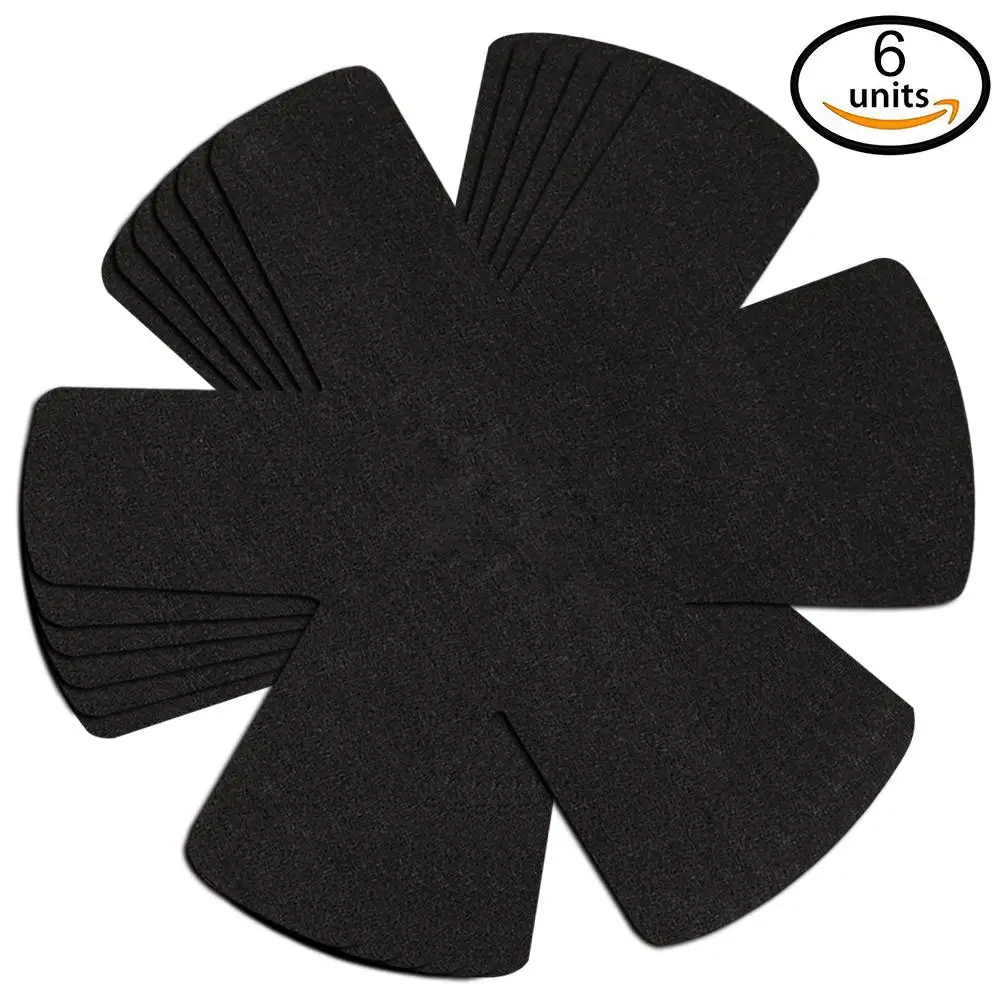 Black 6pcs Нескользящие Защитные пленки для столовых Горшков и сковородок из нетканого материала - Цвет: Black 6pcs