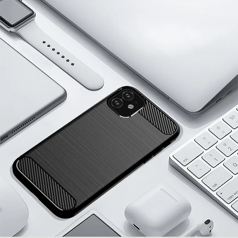 100 шт./лот чехол для iPhone 11 Pro Max матовый углеродного волокна Мягкий бампер крышка для iPhone 6 6S7 8 Plus X XS Max XR