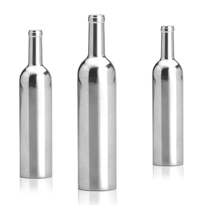 6PCS Frozen Stone Unique Wine Bottle-type reusable 304 Stainless Steel Frozen Stone For Whisky Bar Supplies