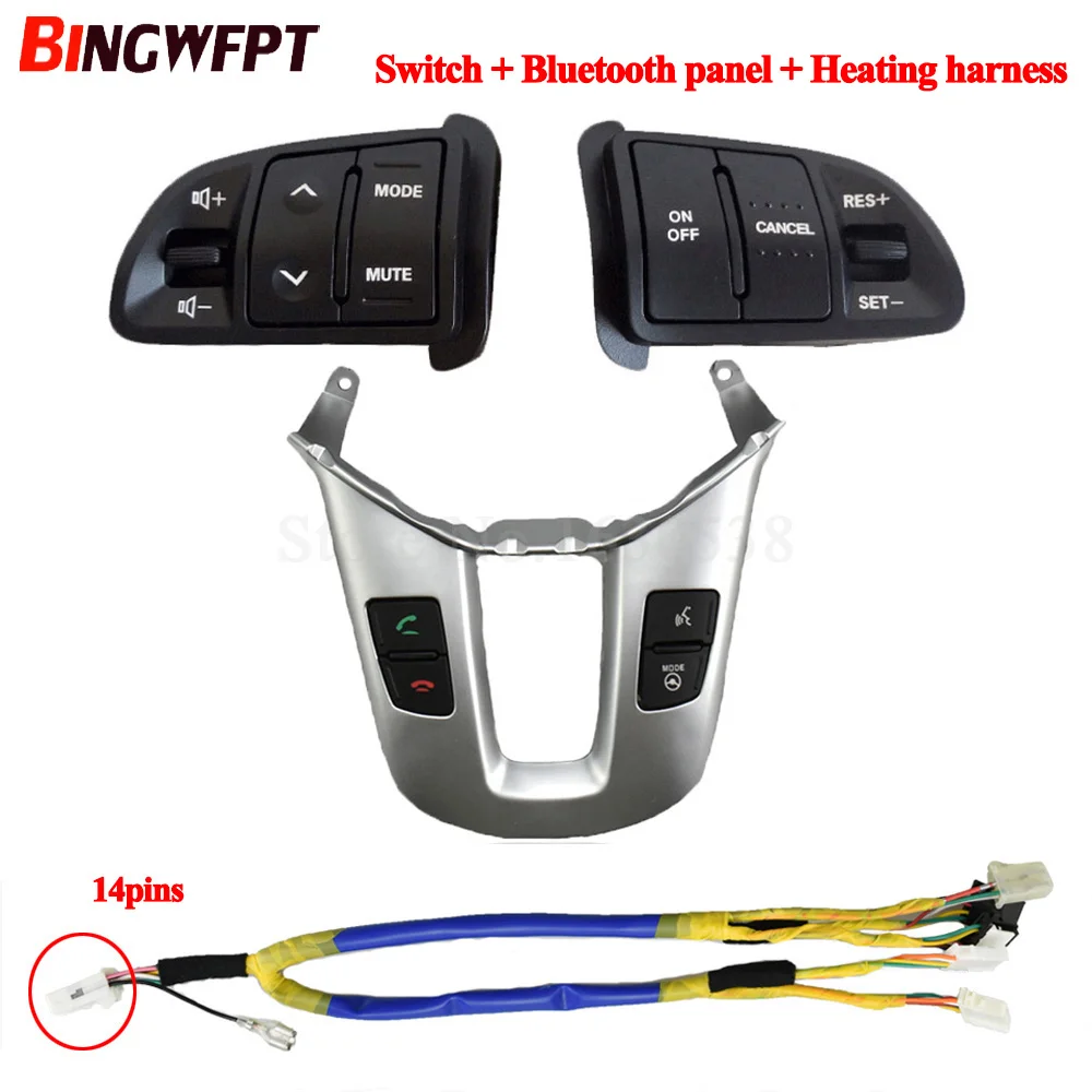 Multi Function Steering Wheel Audio Cruise Control Buttons For Kia Sportage SL Wth Backlight Button Switch & Bluetooth Panel
