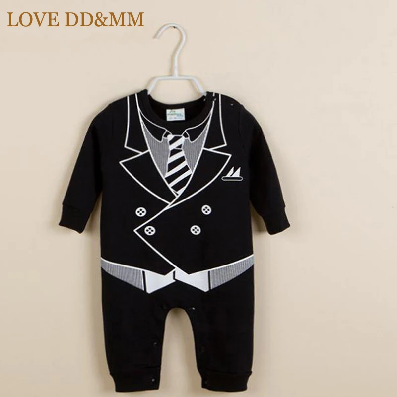 LOVE DD& MM; комбинезоны для новорожденных; одежда для маленьких мальчиков с галстуком-бабочкой; цельнокроеный Комбинезон для маленьких джентльменов - Цвет: Black4