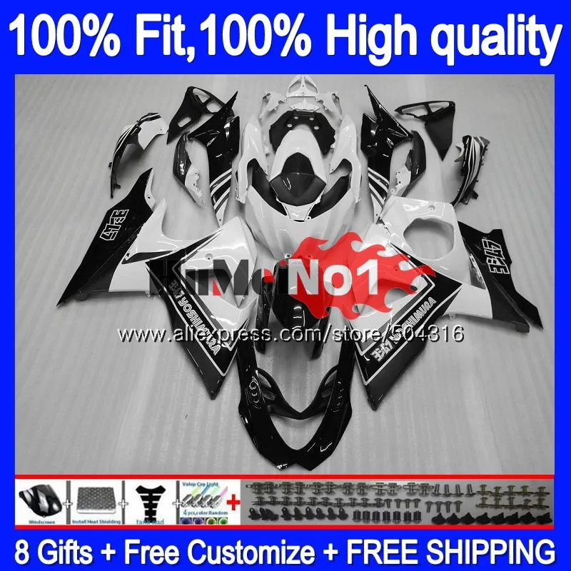 Инъекции для SUZUKI K9 GSXR1000 GSXR 1000 Белый Черный 23MC. 161 GSXR-1000 2009 2010 09, 10, 11, 14, 15, 16 лет обтекатель oem - Цвет: No. 1