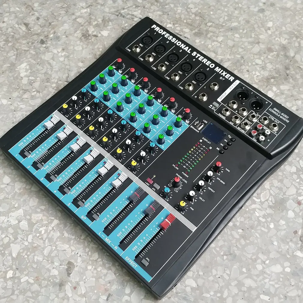 CT6 6 Channel Professional Stereo Mixer Live Audio Sound Console Vocal Effect Processor with 4-CH Mono & 2-CH Stereo Input