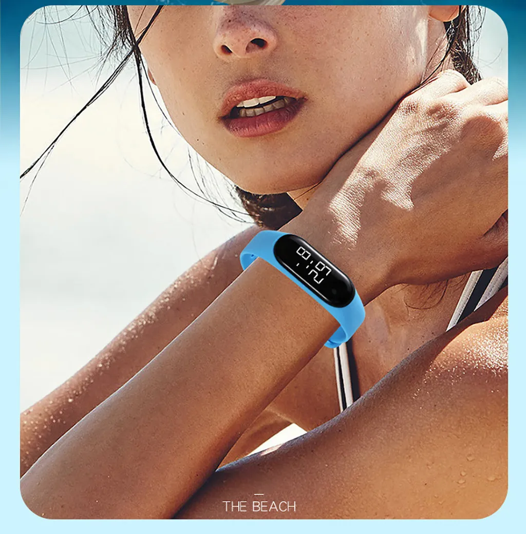 50 м водонепроницаемые цифровые часы для мужчин и женщин светодиодный спортивные часы силиконовые наручные часы Сенсорный экран браслет аксессуары для часов