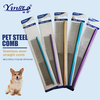 

Pet Steel Comb Dog Comb for Removes Tangles and Knots - Cat Comb for Removing Matted Fur-Grooming Tool with Non-Slip Grip Handle
