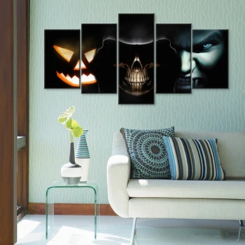 

3D Five Pictures Halloween Home Decor Wall Art Picture Print Halloween Oil Painting On Canvas Art